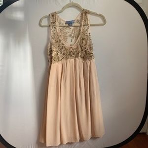 Blush Empire Waisted Embroidered Dress
